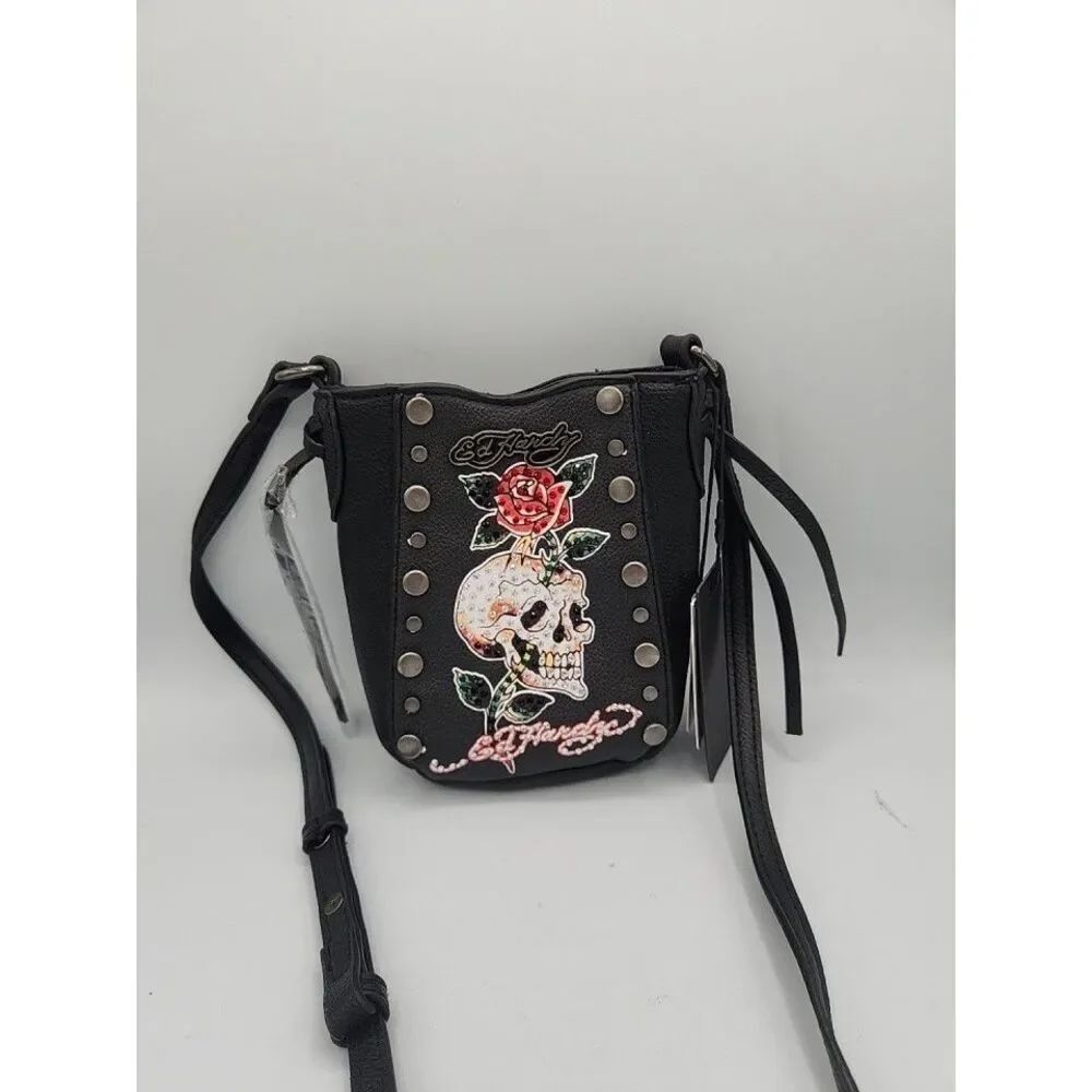 NWT Ed Hardy Crossbody Bag with Skull and Rose Design